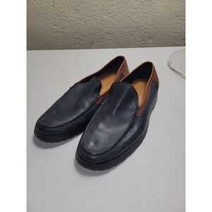 A. Testoni Dinamico Blue Pebble Grain Leather Driving Loafer Vibram Sole Shoe 13